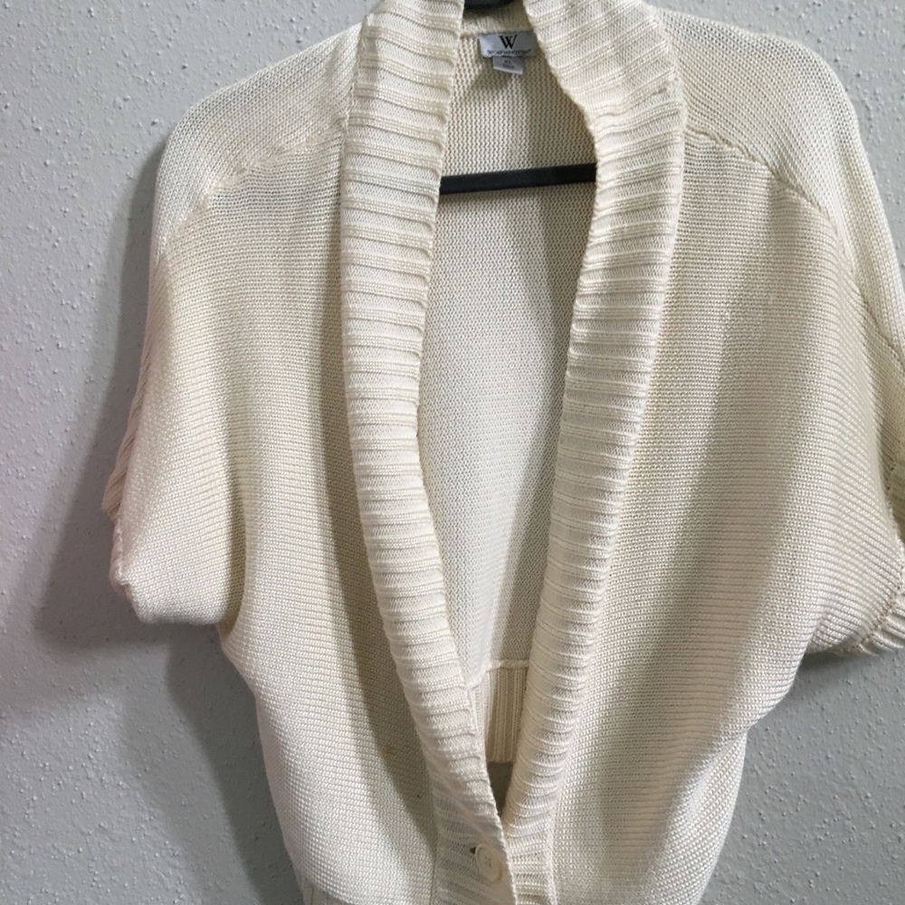 Vintage Cream Shrug Sweater - Short Sleeve - XL